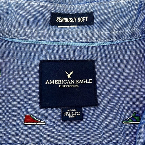 American Eagle Outfitters Mens Unisex Seriously Soft Casual Sneaker Print Shirt - Picture 6 of 9